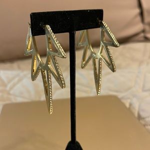 Bebe Gold/Diamond Spike Earrings